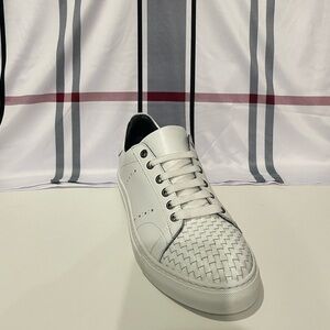 Duca shoes casual sneakers white leather calf woven lace up